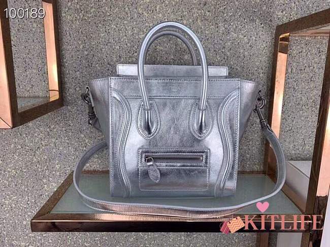 forubags Celine nano luggage CALFSKIN in silver 168243  - 1