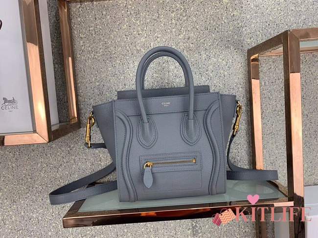 forubags Celine nano luggage CALFSKIN in dark gray 168243 - 1