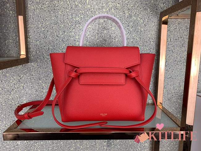 forubags Celine NANO BELT BAG IN GRAINED CALFSKIN RED 175519 - 1