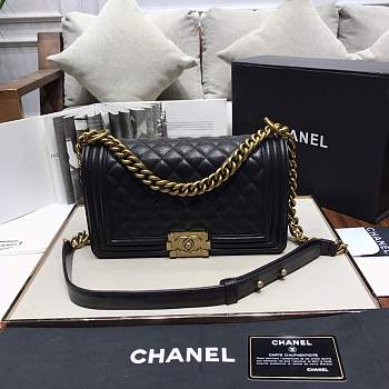 Chanel Medium Quilted lambskin leBoy Bag Black gold hardware 67086