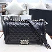 Chanel Medium Quilted lambskin leBoy Bag Black silver hardware 67086 - 4
