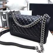Chanel Medium Quilted lambskin leBoy Bag Black silver hardware 67086 - 5