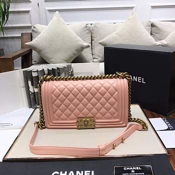 Chanel Medium Quilted lambskin leBoy Bag Pink gold /silver hardware 67086