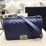 Chanel Medium Quilted lambskin leboy Bag Dark Blue silver hardware 67086 - 4