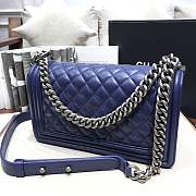 Chanel Medium Quilted lambskin leboy Bag Dark Blue silver hardware 67086 - 5
