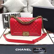 Chanel Medium Quilted lambskin leboy Bag in Red& gold hardware 67086 - 1