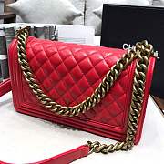 Chanel Medium Quilted lambskin leboy Bag in Red& gold hardware 67086 - 5