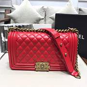 Chanel Medium Quilted lambskin leboy Bag in Red& gold hardware 67086 - 6