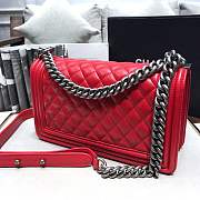 Chanel Medium Quilted lambskin leboy Bag in Red & silver hardware 67086 - 6