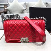 Chanel Medium Quilted lambskin leboy Bag in Red & silver hardware 67086 - 5