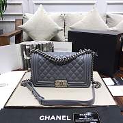 Chanel Medium Quilted lambskin leboy Bag in Gray& ruthenium hardware 67086 - 1