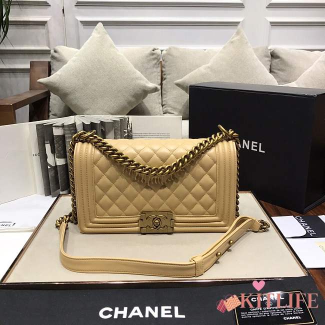 Chanel Medium Quilted lambskin leboy Bag in yellow& gold hardware 67086 - 1