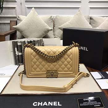 Chanel Medium Quilted lambskin leboy Bag in yellow& gold hardware 67086