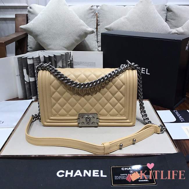 Chanel Medium Quilted lambskin leboy Bag in yellow& silver hardware 67086 - 1