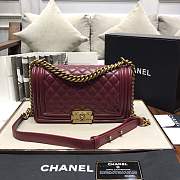 Chanel Medium Quilted lambskin leboy Bag in burgundy & gold hardware 67086 - 1