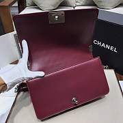 Chanel Medium Quilted lambskin leboy Bag in burgundy& silver hardware 67086 - 2