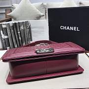 Chanel Medium Quilted lambskin leboy Bag in burgundy& silver hardware 67086 - 3
