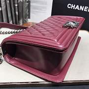 Chanel Medium Quilted lambskin leboy Bag in burgundy& silver hardware 67086 - 4