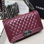 Chanel Medium Quilted lambskin leboy Bag in burgundy& silver hardware 67086 - 6