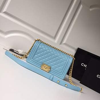 Chanel Medium Quilted lambskin LeBoy Bag in light blue & silver/gold hardware 67086