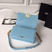 Chanel Medium Quilted lambskin LeBoy Bag in light blue & silver/gold hardware 67086 - 3