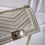 forubags small Chanel boy bag in white &gold hardware - 5