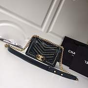 forubags small Chanel boy bag in dark blue &gold hardware - 1