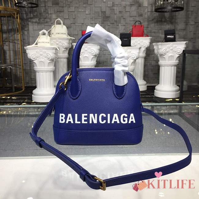 BALENCIAGA Ville 18ss mini top handle bag in dark blue - 1