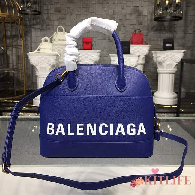 BALENCIAGA Ville 18ss medium top handle bag in dark blue - 1