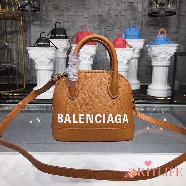 BALENCIAGA Ville 18ss mini top handle bag in brown - 1