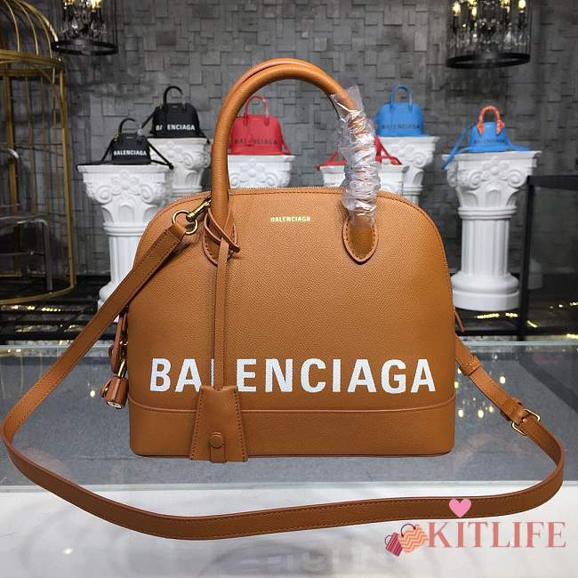 BALENCIAGA Ville 18ss medium top handle bag in brown - 1