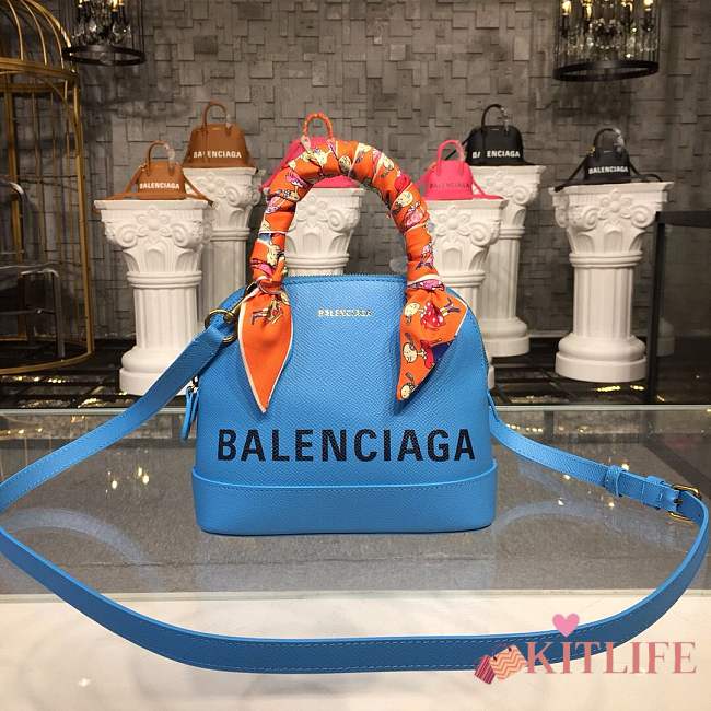 BALENCIAGA Ville 18ss mini top handle bag in light blue - 1