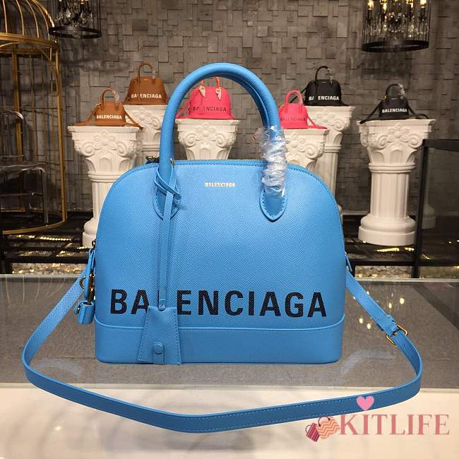 BALENCIAGA Ville 18ss medium top handle bag in light blue - 1