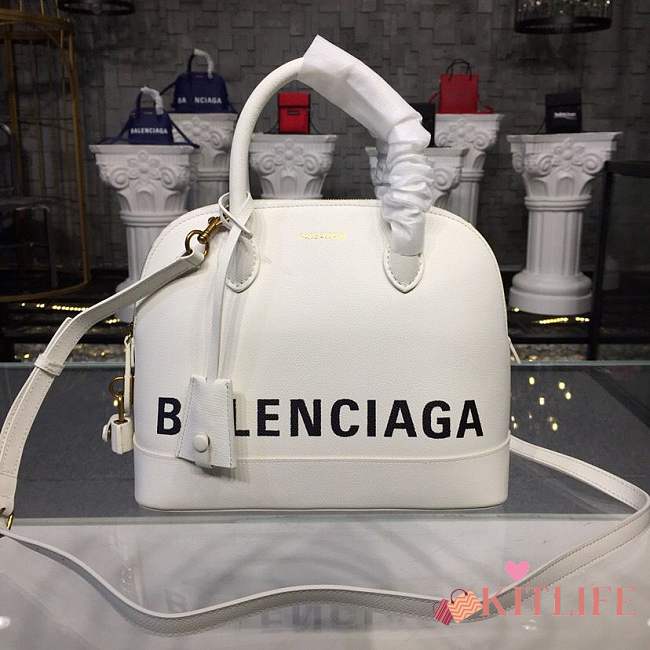 BALENCIAGA Ville 18ss medium top handle bag in white - 1