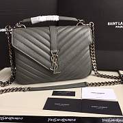 Forubags YSL MEDIUM COLLEGE BAG IN GRAY MATELASSÉ LEATHE SILVER HARDWARE - 1