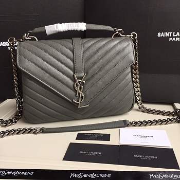 Forubags YSL MEDIUM COLLEGE BAG IN GRAY MATELASSÉ LEATHE SILVER HARDWARE