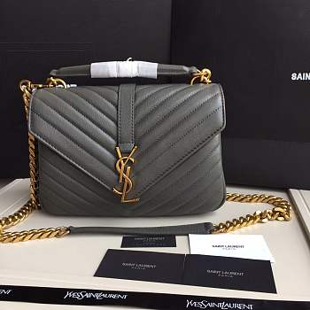 Forubags YSL MEDIUM COLLEGE BAG IN GRAY MATELASSÉ LEATHE GOLD HARDWARE