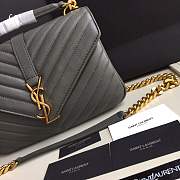 Forubags YSL MEDIUM COLLEGE BAG IN GRAY MATELASSÉ LEATHE GOLD HARDWARE - 6