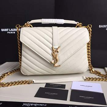 Forubags YSL MEDIUM COLLEGE BAG IN WHITE MATELASSÉ LEATHE GOLD HARDWARE