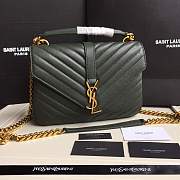 Forubags YSL MEDIUM COLLEGE BAG IN DARK GREEN MATELASSÉ LEATHE GOLD HARDWARE - 1