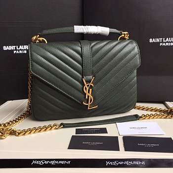 Forubags YSL MEDIUM COLLEGE BAG IN DARK GREEN MATELASSÉ LEATHE GOLD HARDWARE