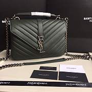 Forubags YSL MEDIUM COLLEGE BAG IN DARK GREEN MATELASSÉ LEATHE SILVER HARDWARE - 1