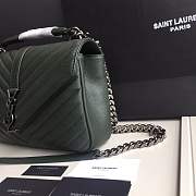 Forubags YSL MEDIUM COLLEGE BAG IN DARK GREEN MATELASSÉ LEATHE SILVER HARDWARE - 3