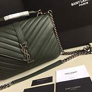 Forubags YSL MEDIUM COLLEGE BAG IN DARK GREEN MATELASSÉ LEATHE SILVER HARDWARE - 2