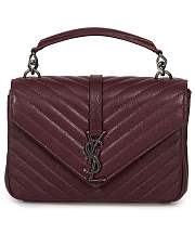 Forubags YSL MEDIUM COLLEGE BAG IN BURGUNDY MATELASSÉ LEATHE SILVER HARDWARE - 1