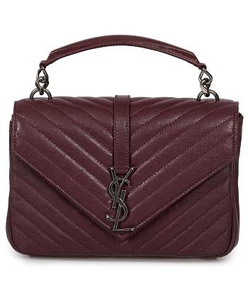 Forubags YSL MEDIUM COLLEGE BAG IN BURGUNDY MATELASSÉ LEATHE SILVER HARDWARE