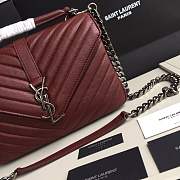 Forubags YSL MEDIUM COLLEGE BAG IN BURGUNDY MATELASSÉ LEATHE SILVER HARDWARE - 4