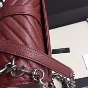 Forubags YSL MEDIUM COLLEGE BAG IN BURGUNDY MATELASSÉ LEATHE SILVER HARDWARE - 5