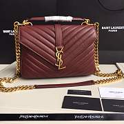 Forubags YSL MEDIUM COLLEGE BAG IN BURGUNDY MATELASSÉ LEATHE GOLD HARDWARE - 1