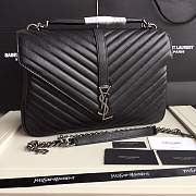 Kitlife SAINT LAURENT Large College Monogram Satchel Black Silver Hardware - 1